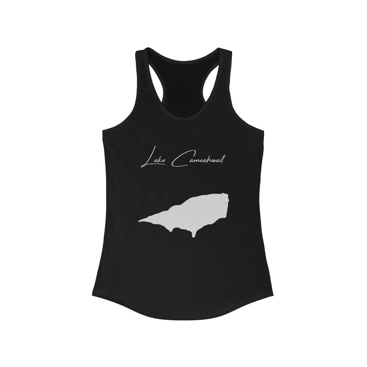 Wyoming  Lake  Cameahwait  Racerback-Tank  front  position  view  from  front  solid  black.webp