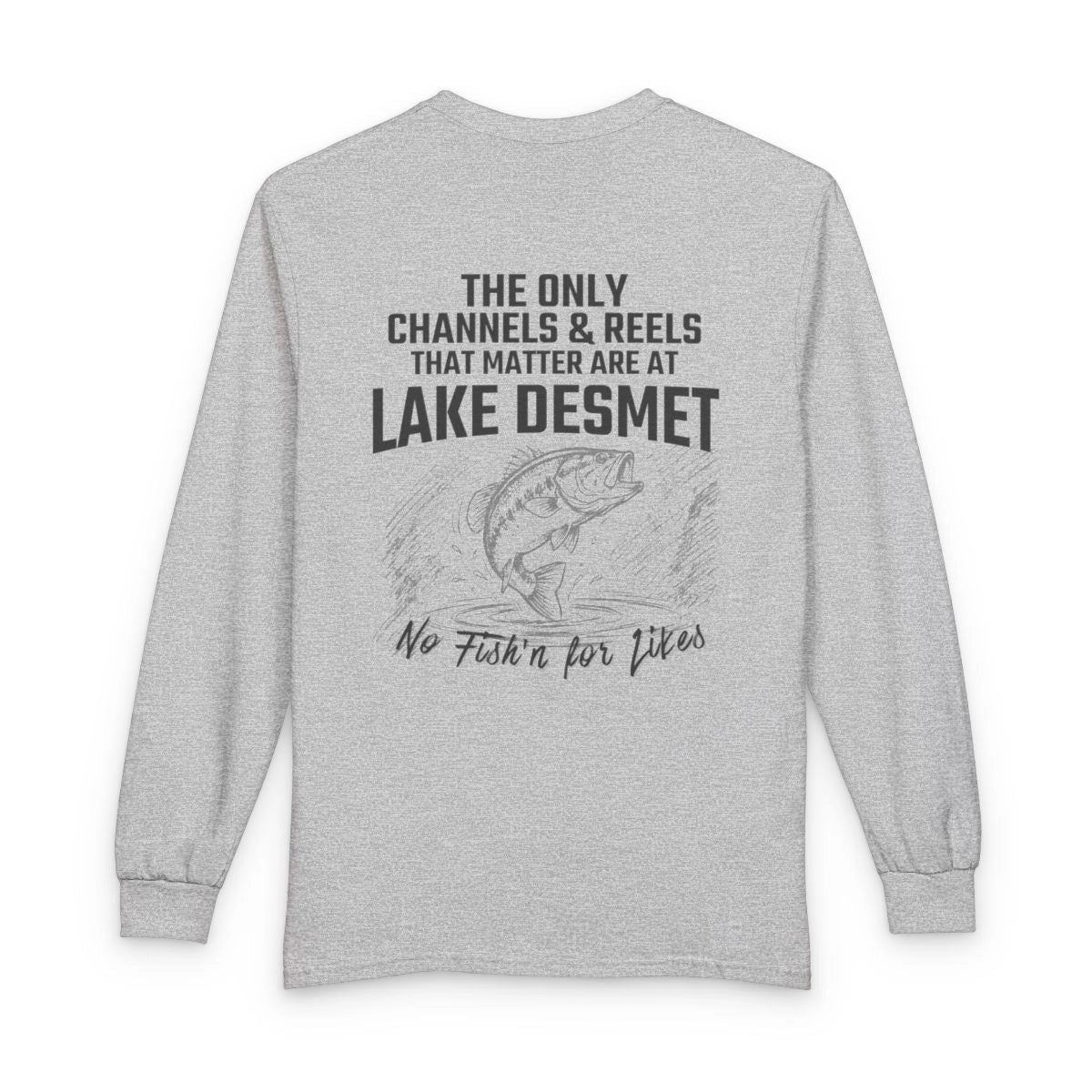 Wyoming  Lake  DeSmet  Long  Sleeve  Fishing  T-shirt  back  position  view  from  back  sport  grey.webp