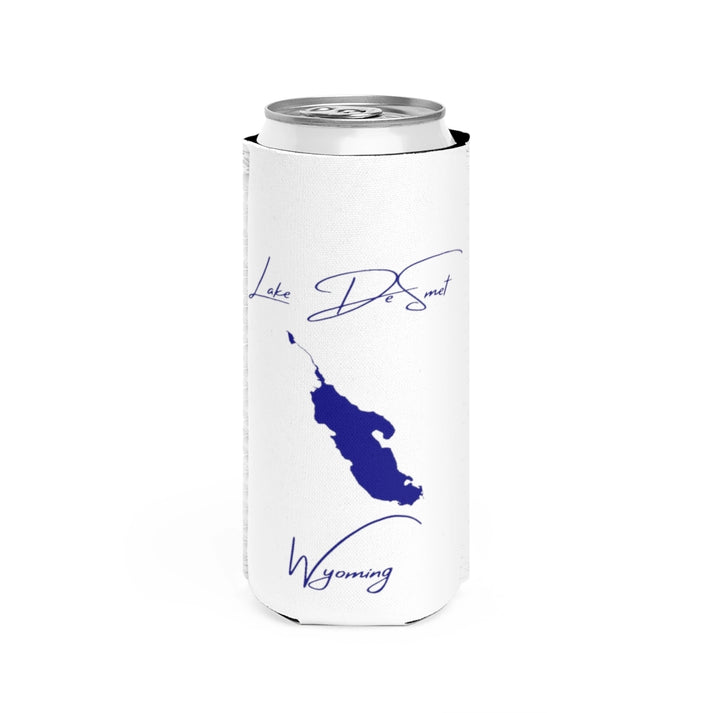 Wyoming  Lake  DeSmet  Slim  Can  Koozie  front  position  view  from  front  white.webp