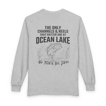 Wyoming  Ocean  Lake  Long  Sleeve  Fishing  T-shirt  back  position  view  from  back  sport  grey.webp