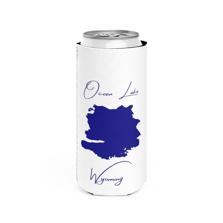 Wyoming  Ocean  Lake  Slim  Can  Koozie  front  position  view  from  front  white.webp