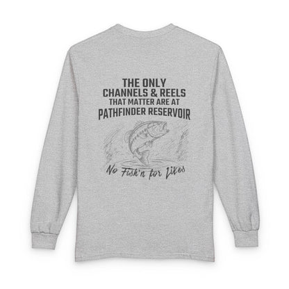 Wyoming  Pathfinder  Reservoir  Long  Sleeve  Fishing  T-shirt  back  position  view  from  back  sport  grey.webp