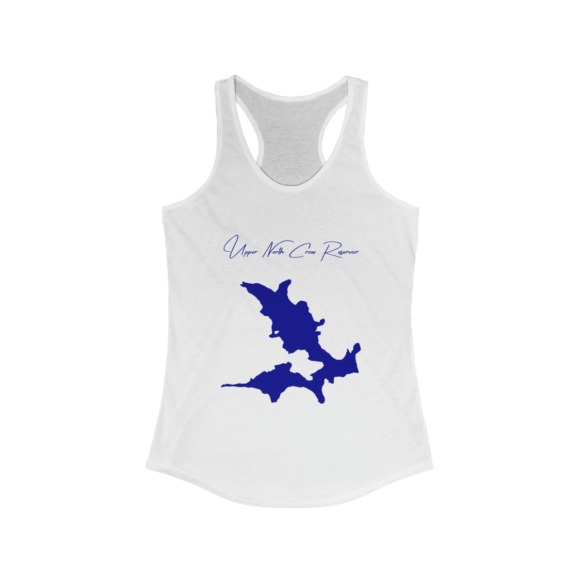 Wyoming  Upper  North  Crow  Reservoir  Racerback-Tank  front  position  view  from  front  solid  white.webp