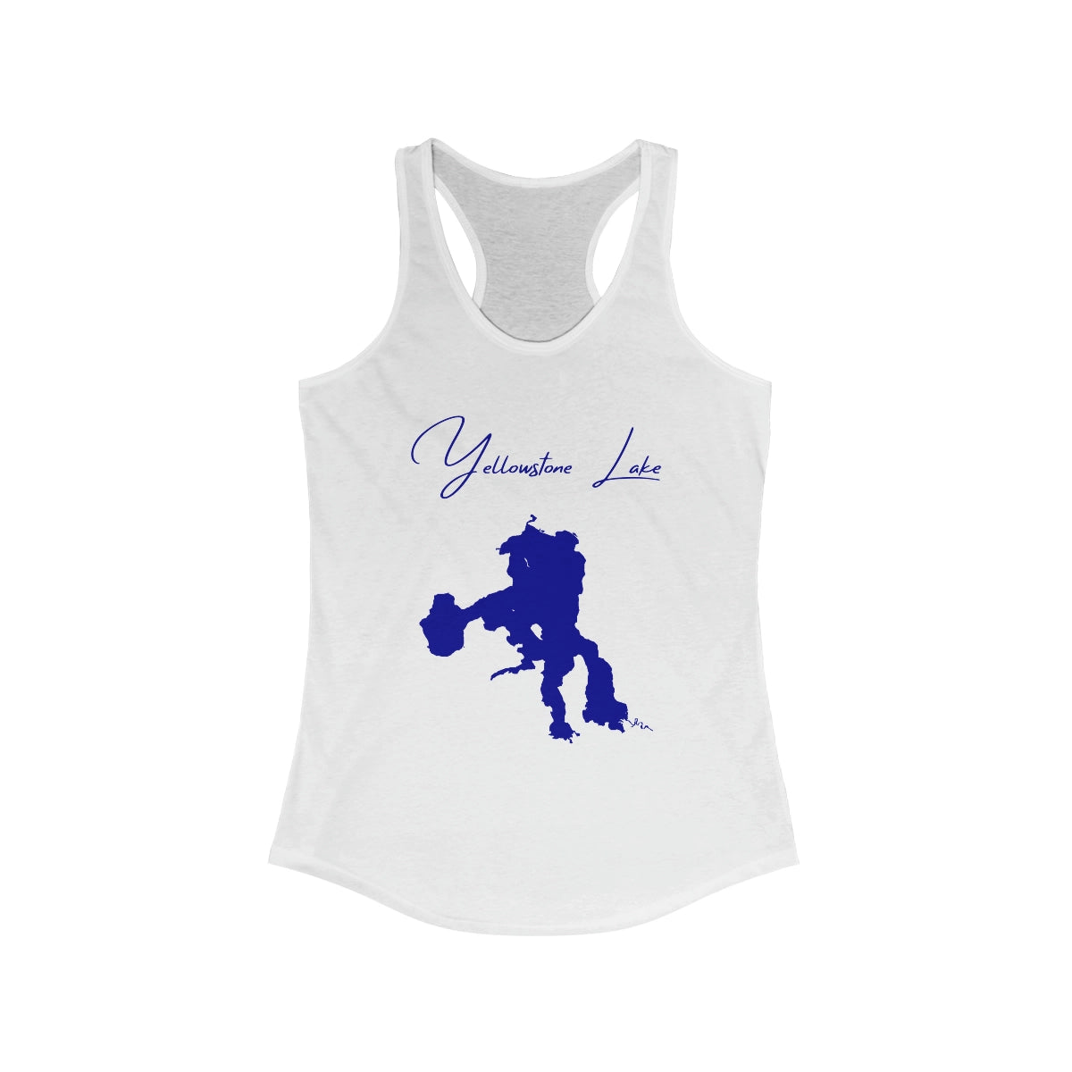 Wyoming  Yellowstone  Lake  Racerback-Tank  front  position  view  from  front  solid  white.webp