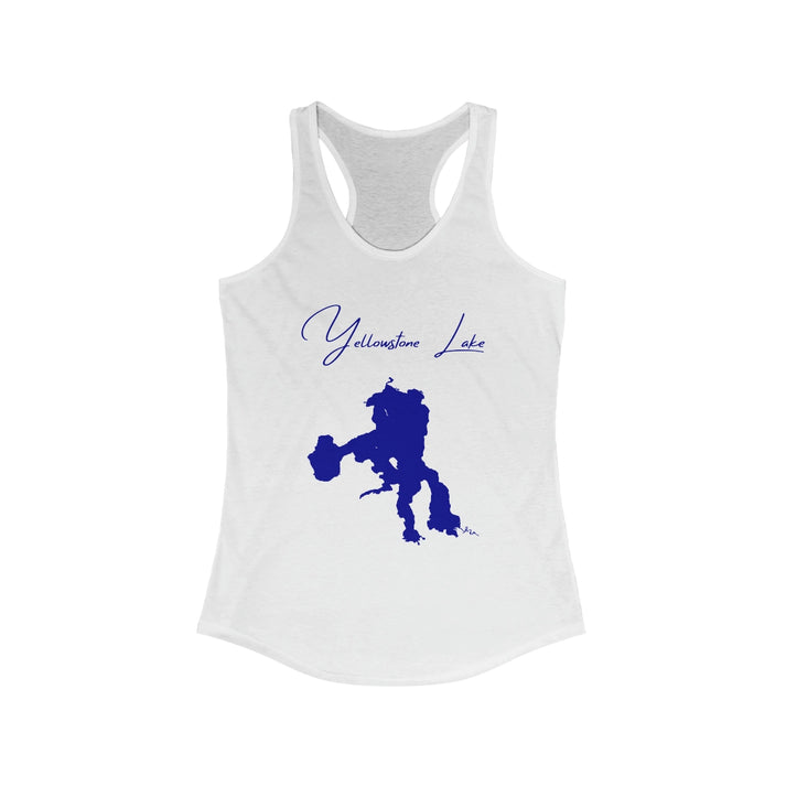 Wyoming  Yellowstone  Lake  Racerback-Tank  front  position  view  from  front  solid  white.webp