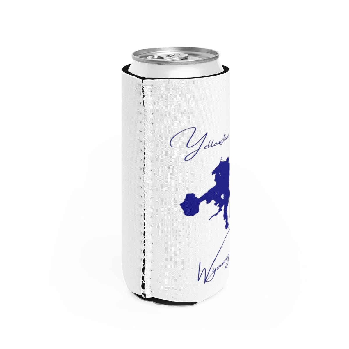 Wyoming  Yellowstone  Lake  Slim  Can  Koozie  all  position  view  from  right  white.webp