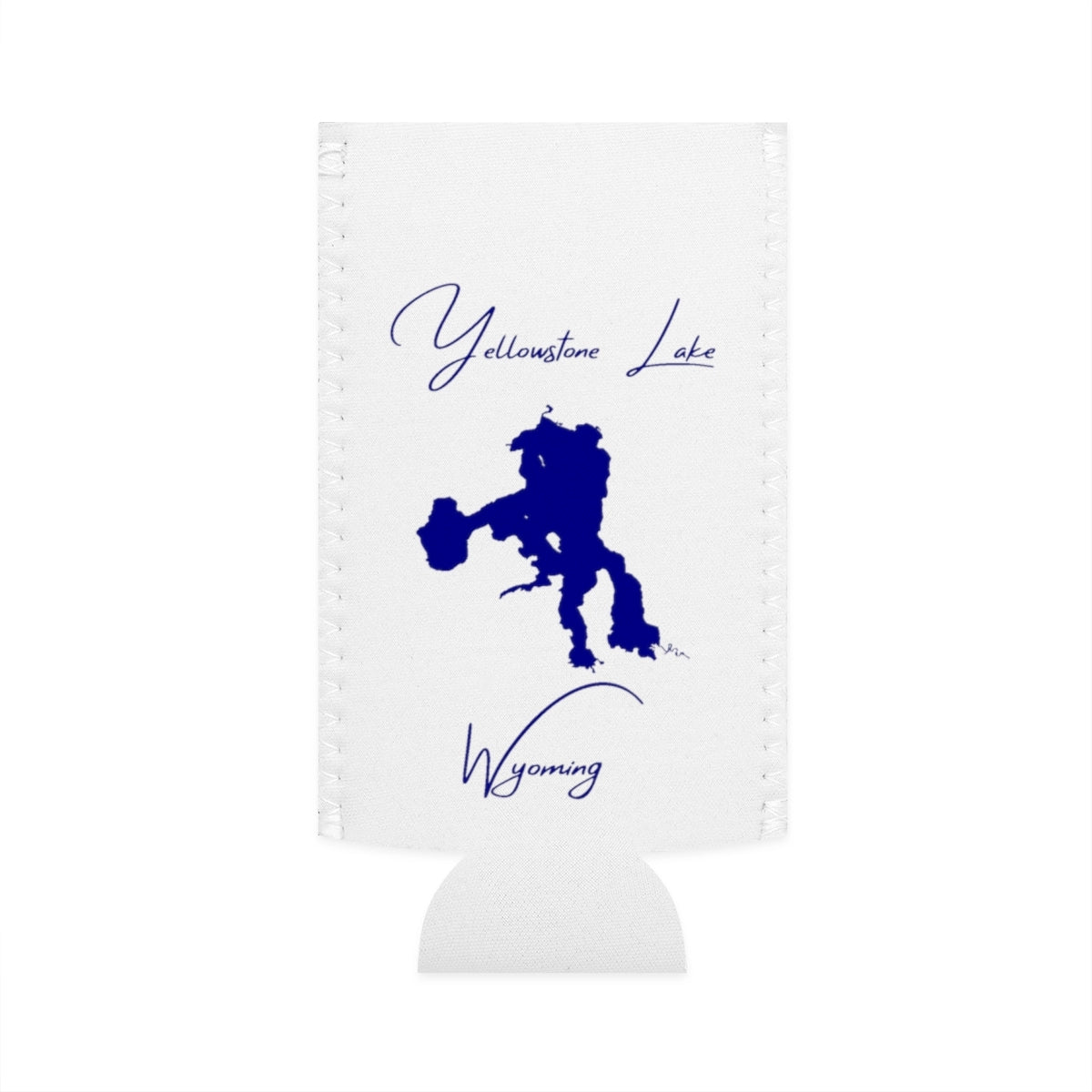 Wyoming  Yellowstone  Lake  Slim  Can  Koozie  front  position  view  from  flat-front  white.webp