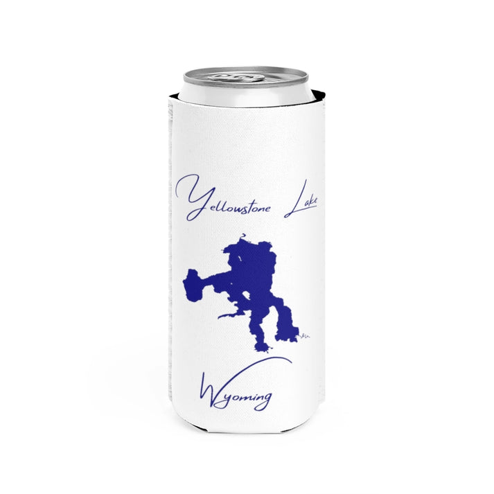 Wyoming  Yellowstone  Lake  Slim  Can  Koozie  front  position  view  from  front  white.webp