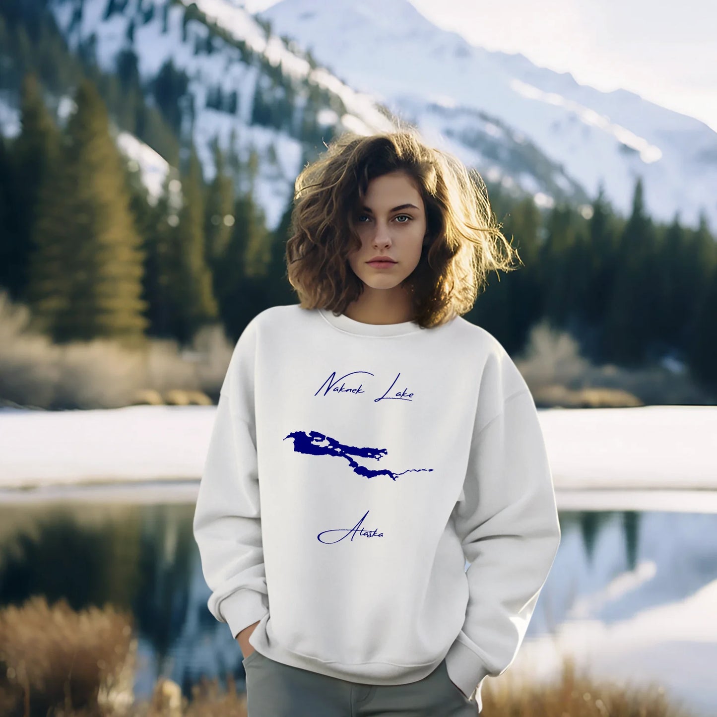 lifestyle image of Naknek Lake Alaska Sweatshirt