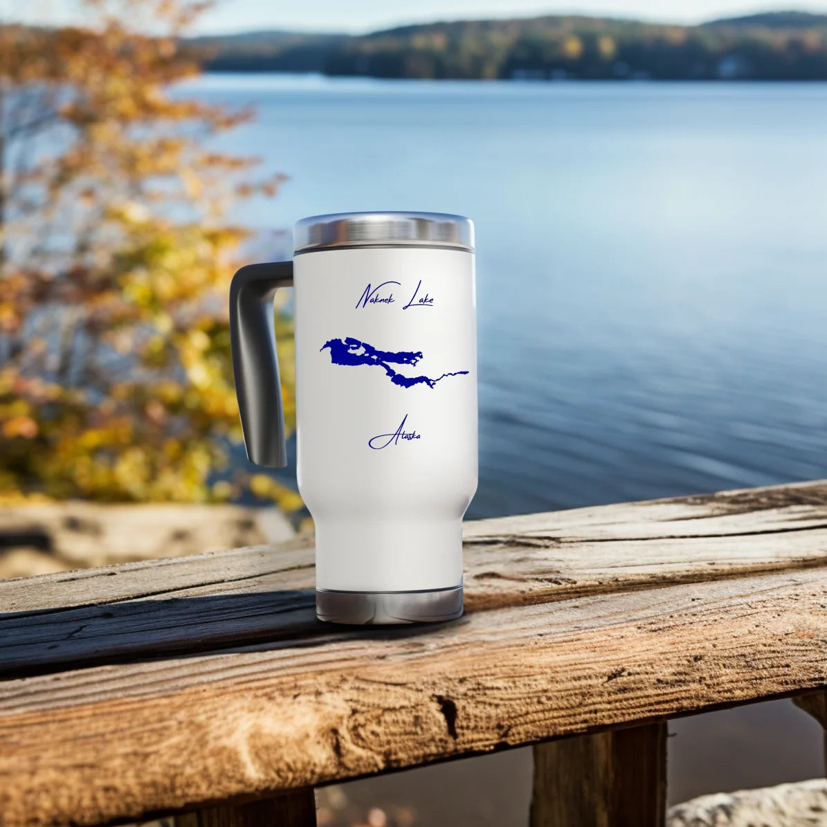 lifestyle image of Naknek Lake Alaska Travel Mug