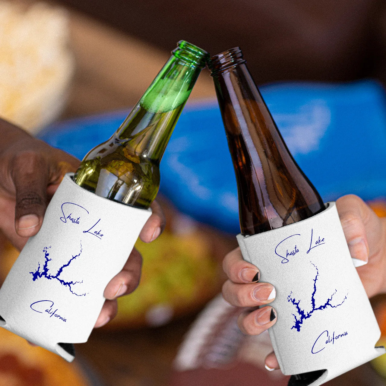 lifestyle image of Shasta Lake California Can Koozie