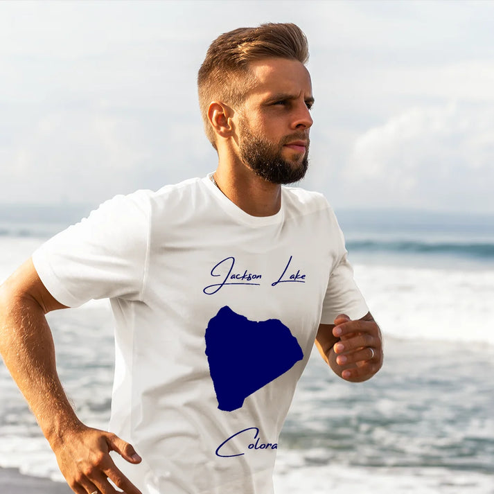 lifestyle image of Jackson Lake Colorado T-shirt