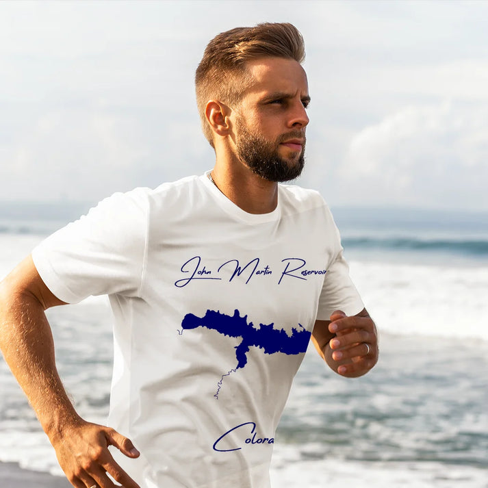 lifestyle image of John Martin Reservoir Colorado T-shirt