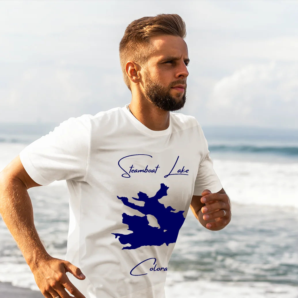 lifestyle image of Steamboat Lake Colorado T-shirt