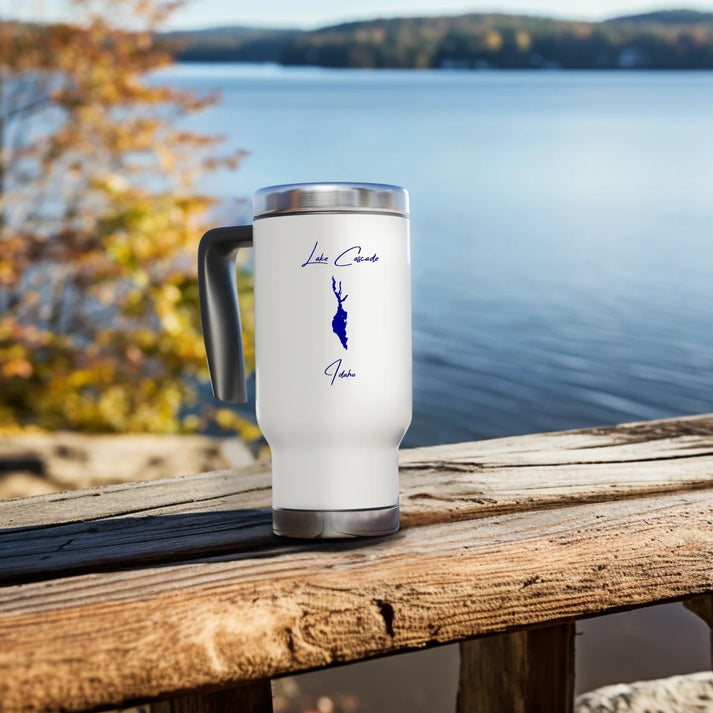 lifestyle image of Lake Cascade Idaho Travel Mug