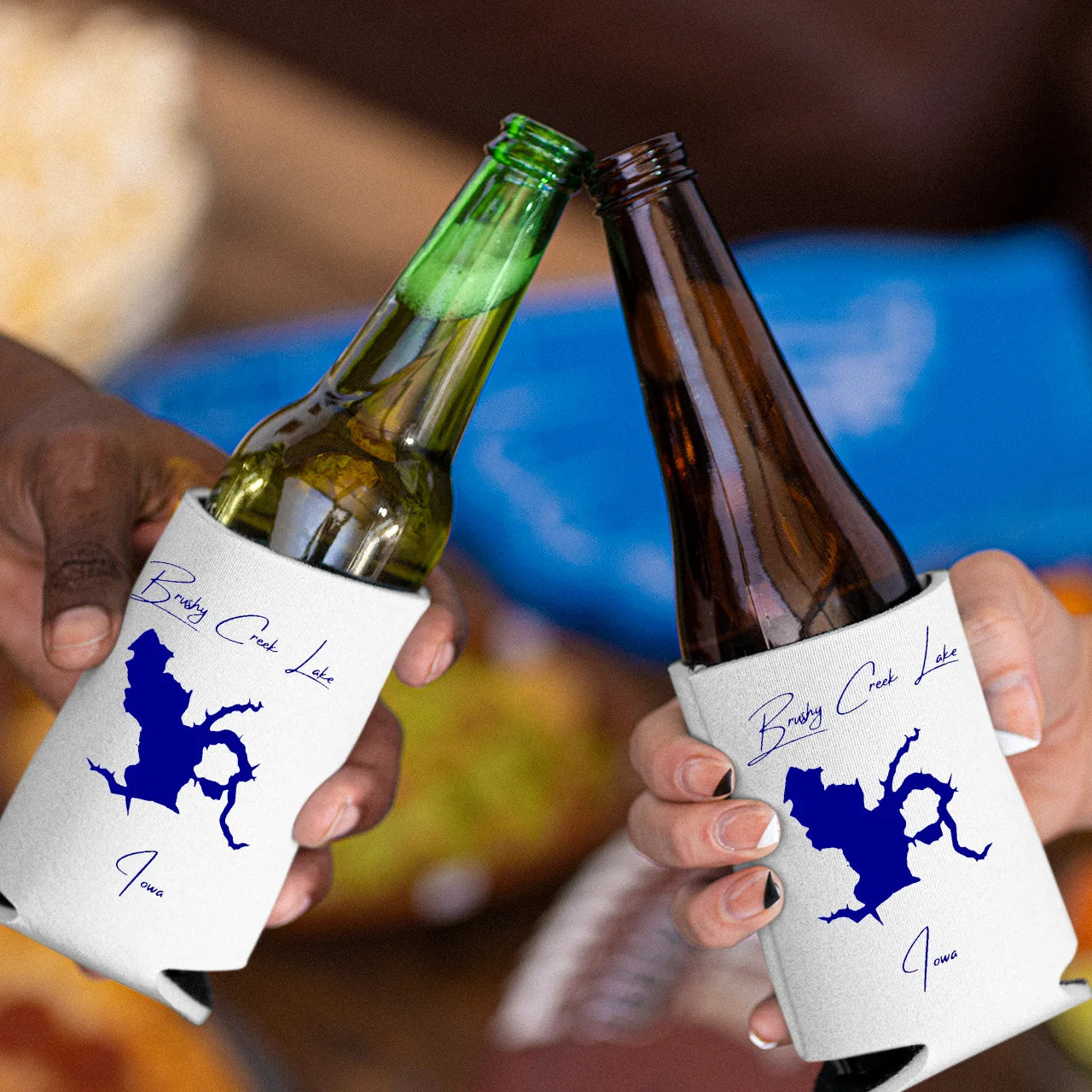 lifestyle image of Brushy Creek Lake Iowa Can Koozie