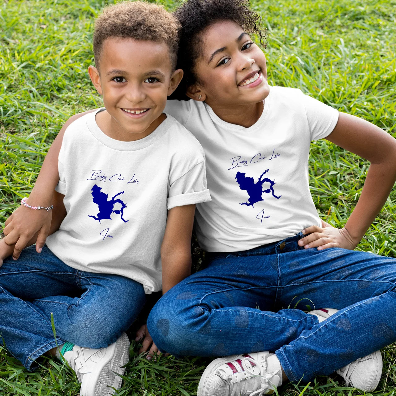 lifestyle image of Brushy Creek Lake Iowa Youth T-shirt