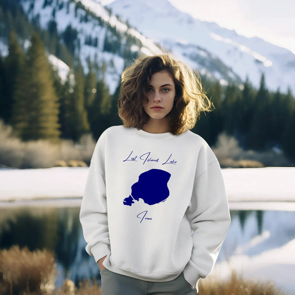 lifestyle image of Lost Island Lake Iowa Sweatshirt