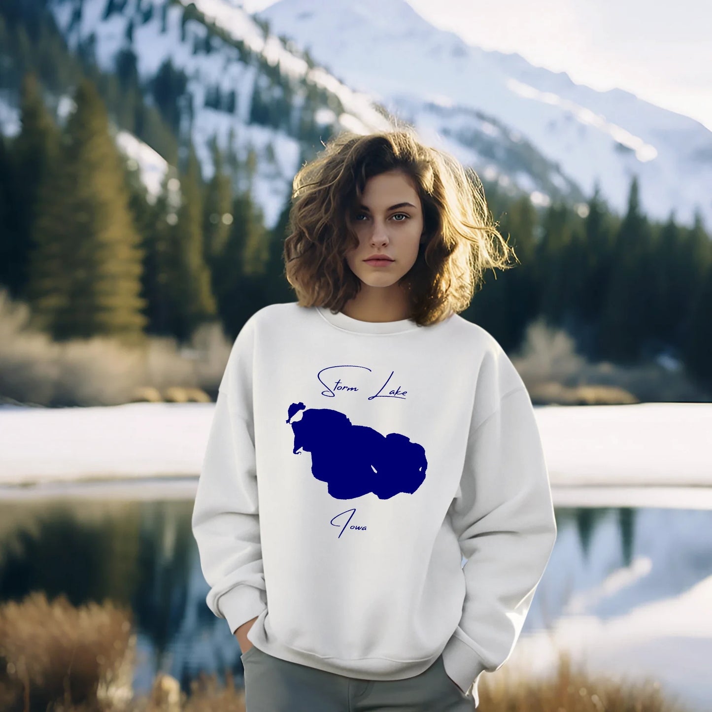 lifestyle image of Storm Lake Iowa Sweatshirt