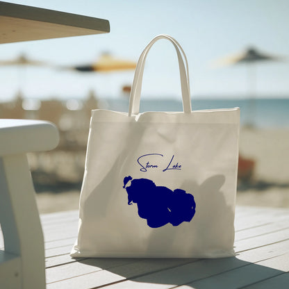 lifestyle image of Storm Lake Iowa Tote Bag