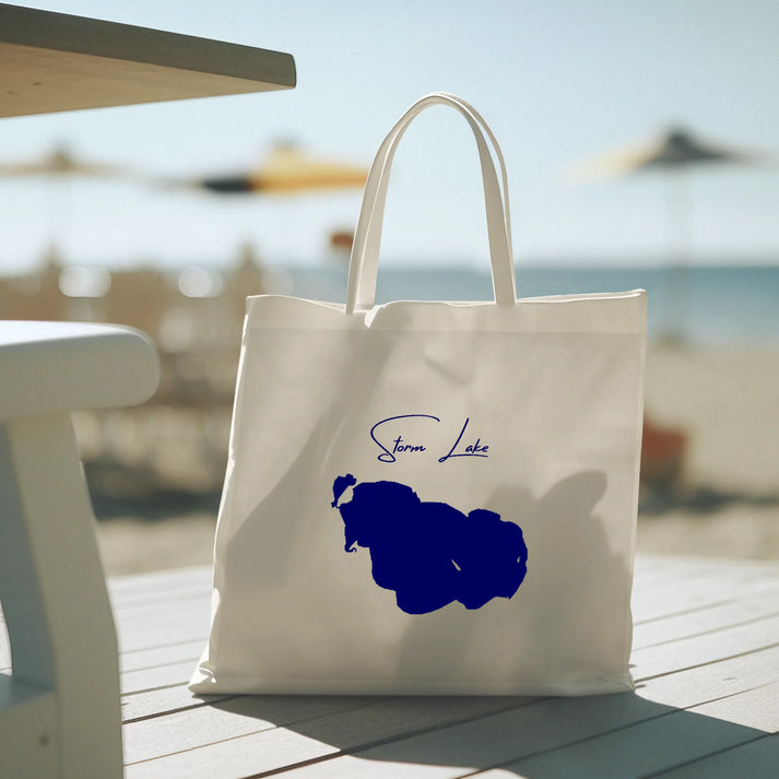 lifestyle image of Storm Lake Iowa Tote Bag