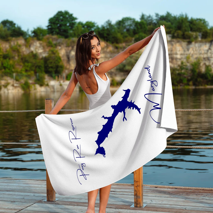 lifestyle image of Piney Run Reservoir Maryland Beach Towel