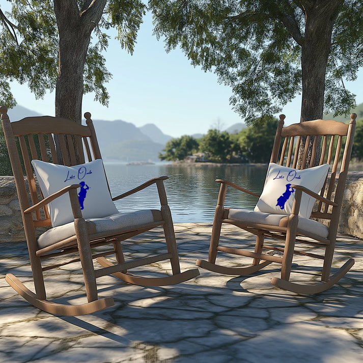 lifestyle image of Lake Onota Massachusetts Outdoor Pillow