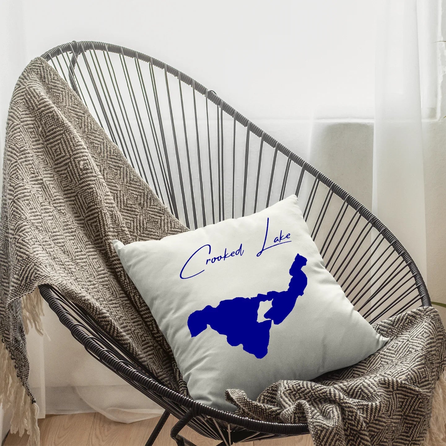 lifestyle image of Crooked Lake Michigan Pillow