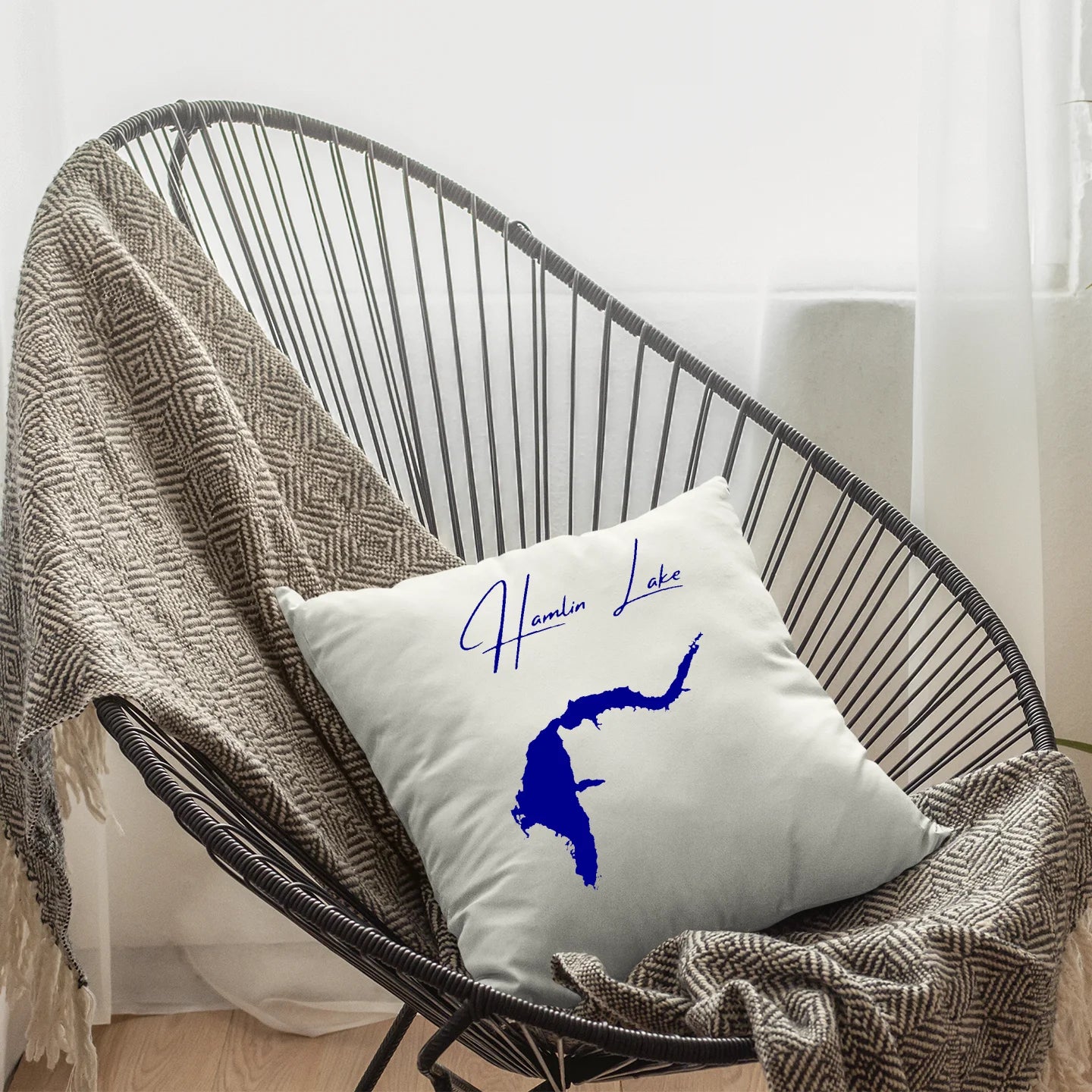 lifestyle image of Hamlin Lake Michigan Pillow