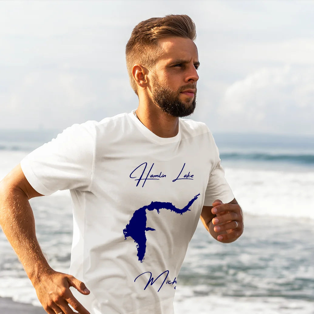 lifestyle image of Hamlin Lake Michigan T-shirt