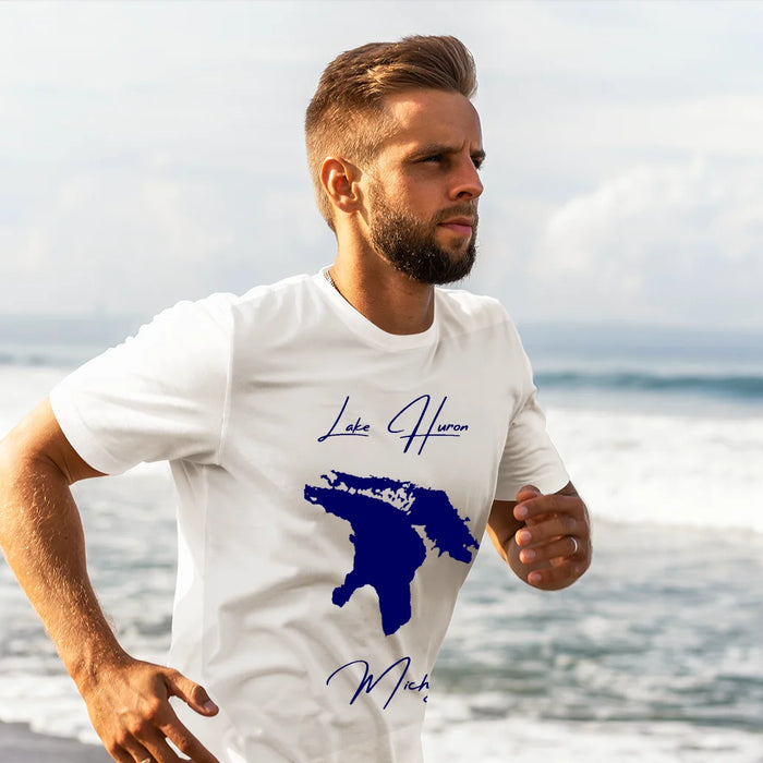 lifestyle image of Lake Huron Michigan T-shirt