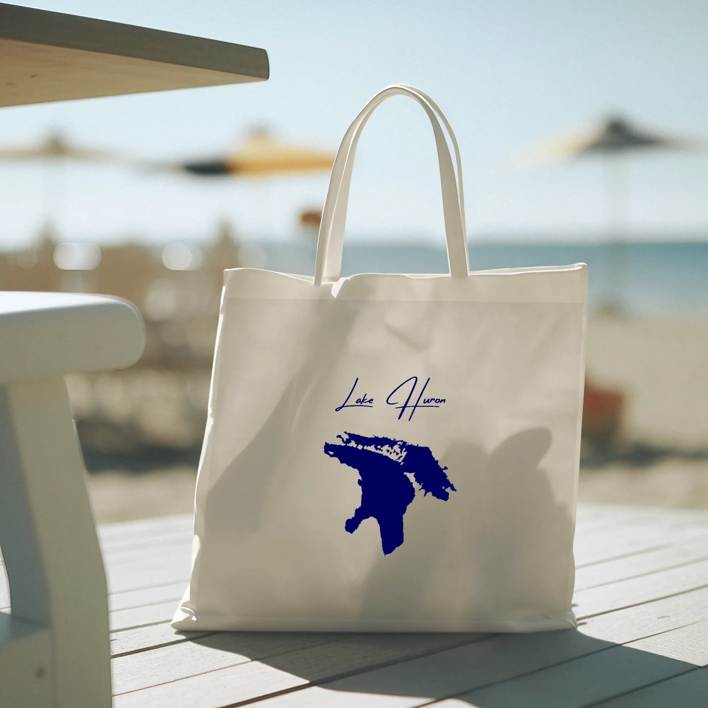 lifestyle image of Lake Huron Michigan Tote Bag
