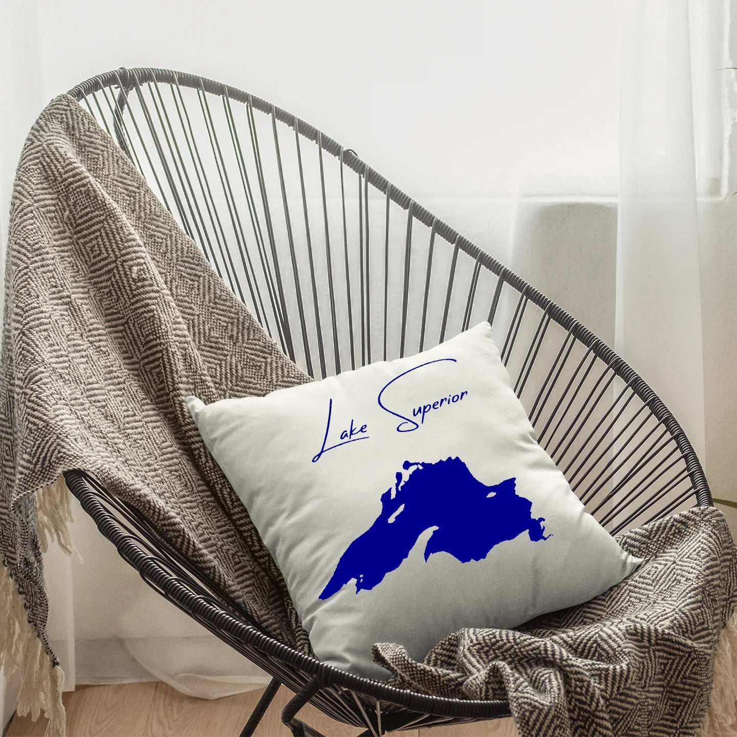 lifestyle image of Lake Superior Michigan Pillow