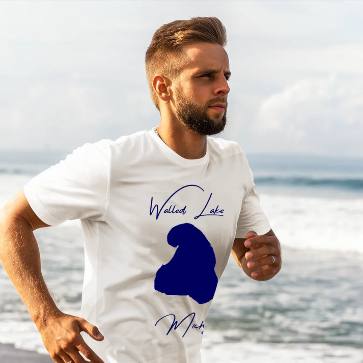 lifestyle image of Walled Lake Michigan T-shirt