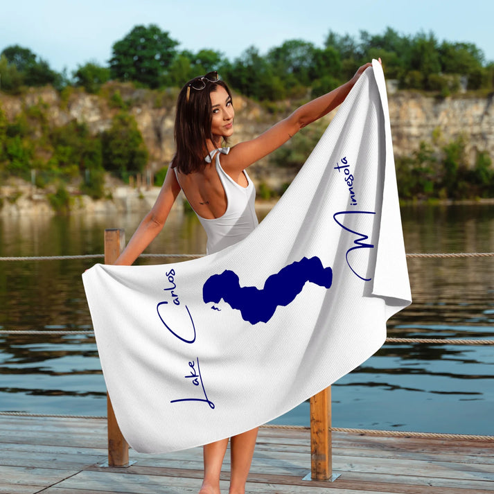 lifestyle image of Lake Carlos Minnesota Beach Towel
