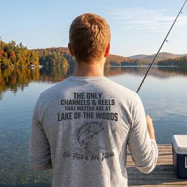 lifestyle image of Lake of the Woods Minnesota Long Sleeve Fishing T-shirt
