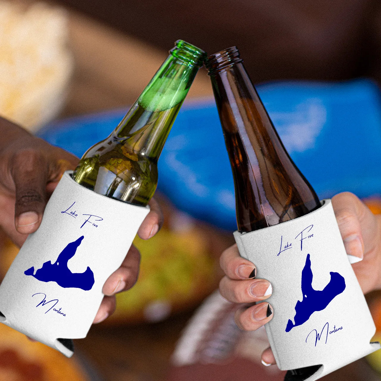 lifestyle image of Lake Five Montana Can Koozie