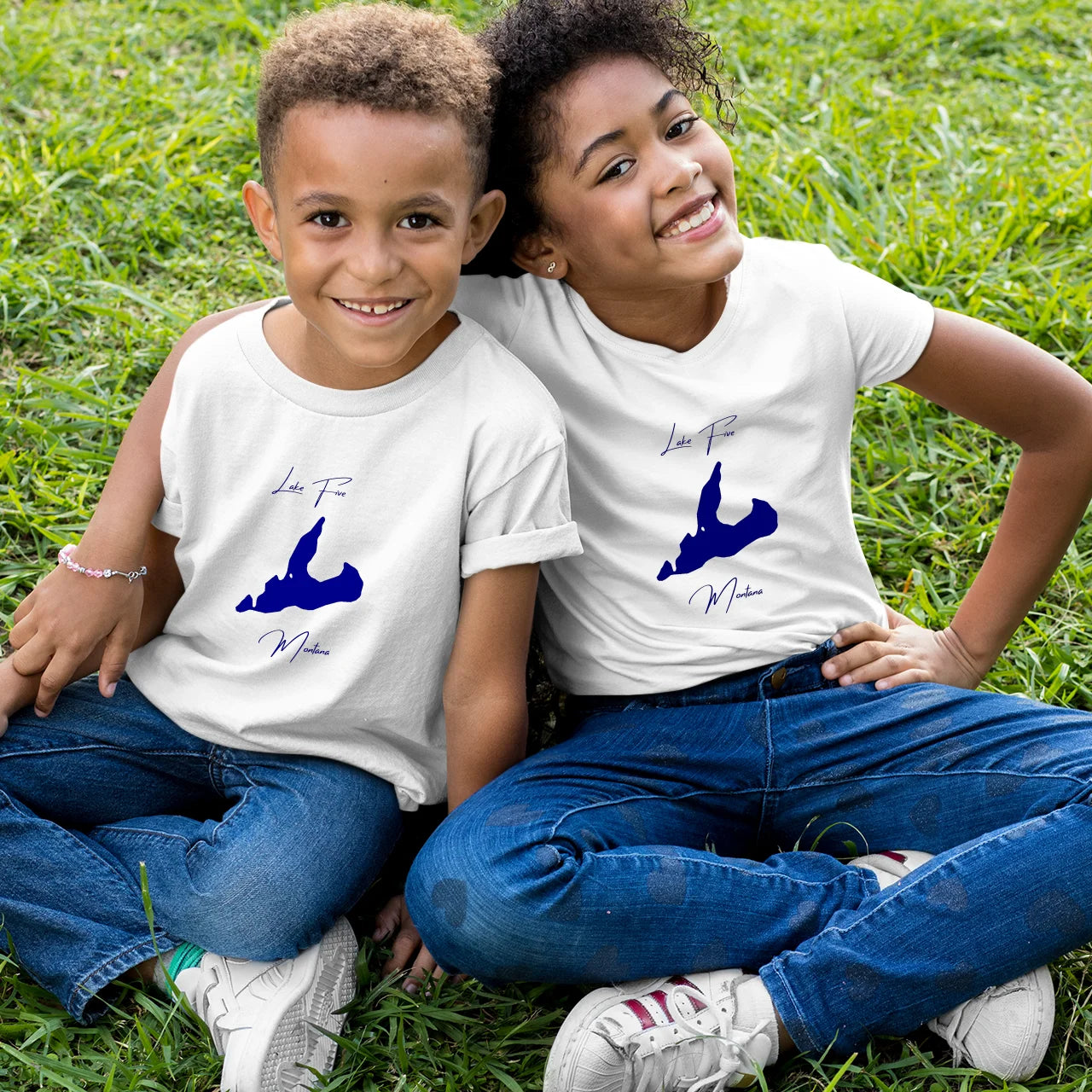 lifestyle image of Lake Five Montana Youth T-shirt