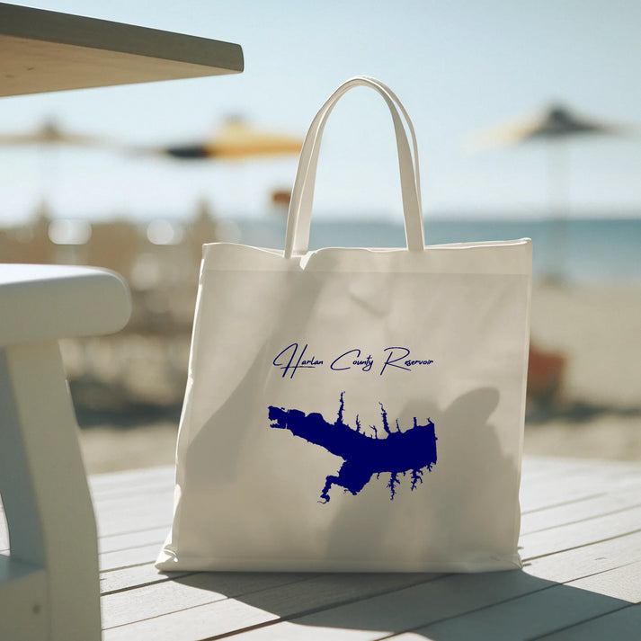 lifestyle image of Harlan County Reservoir Nebraska Tote Bag