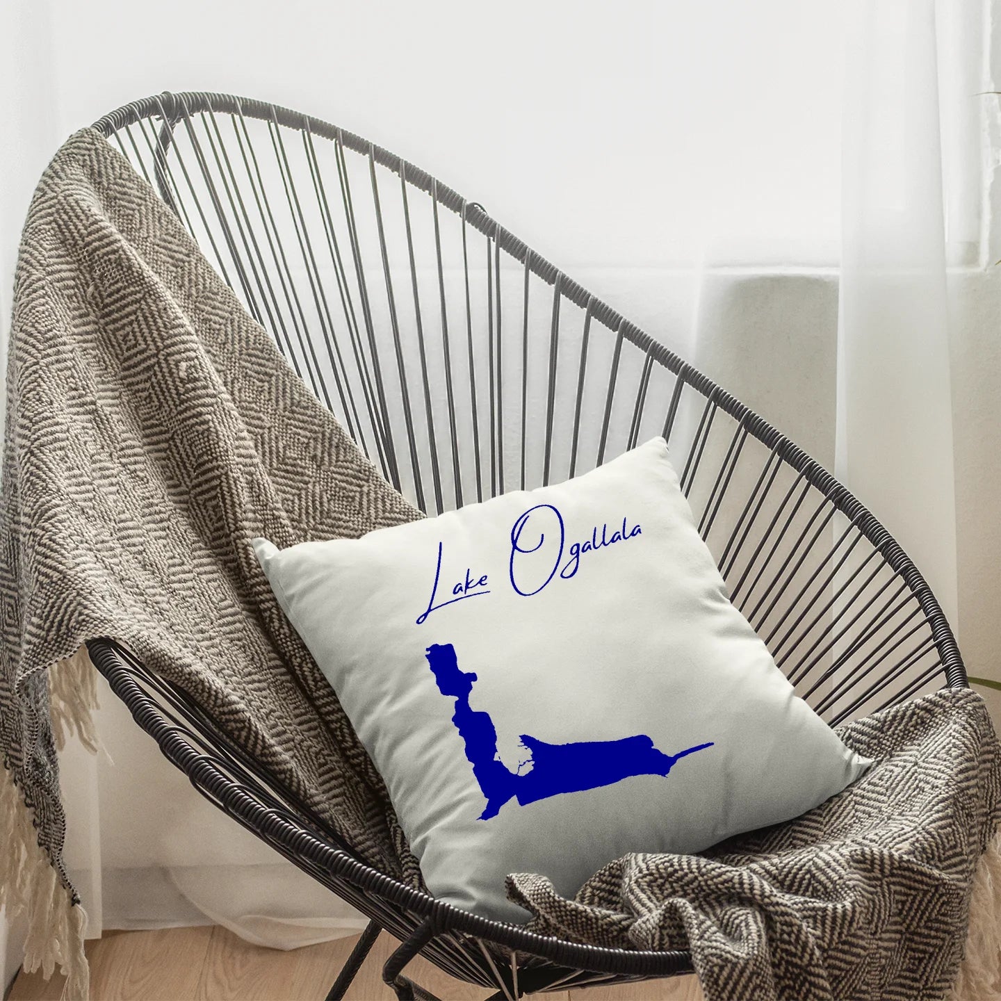 lifestyle image of Lake Ogallala Nebraska Pillow