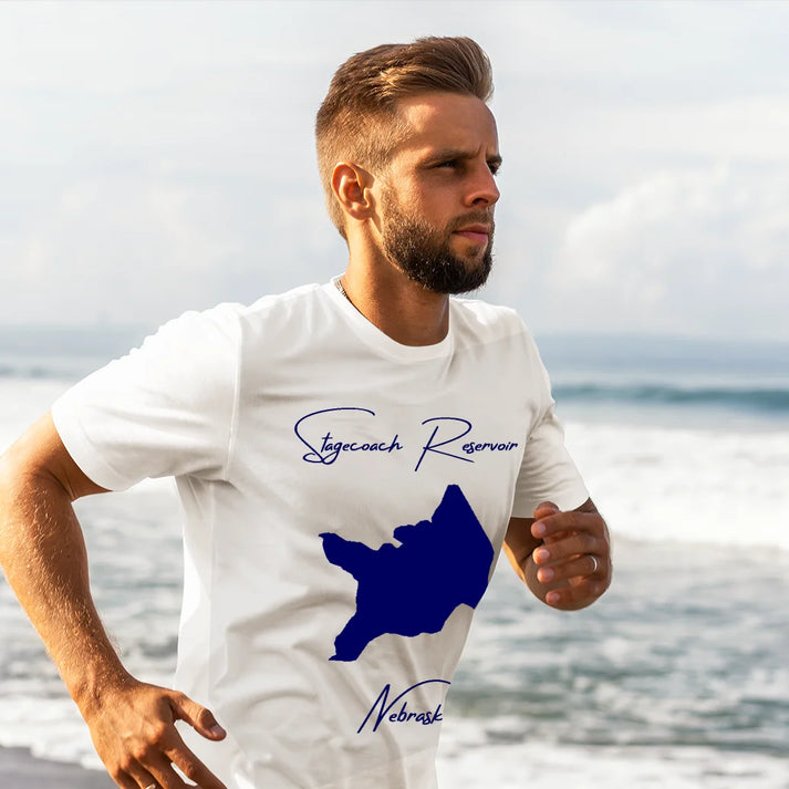 lifestyle image of Stagecoach Reservoir Nebraska T-shirt