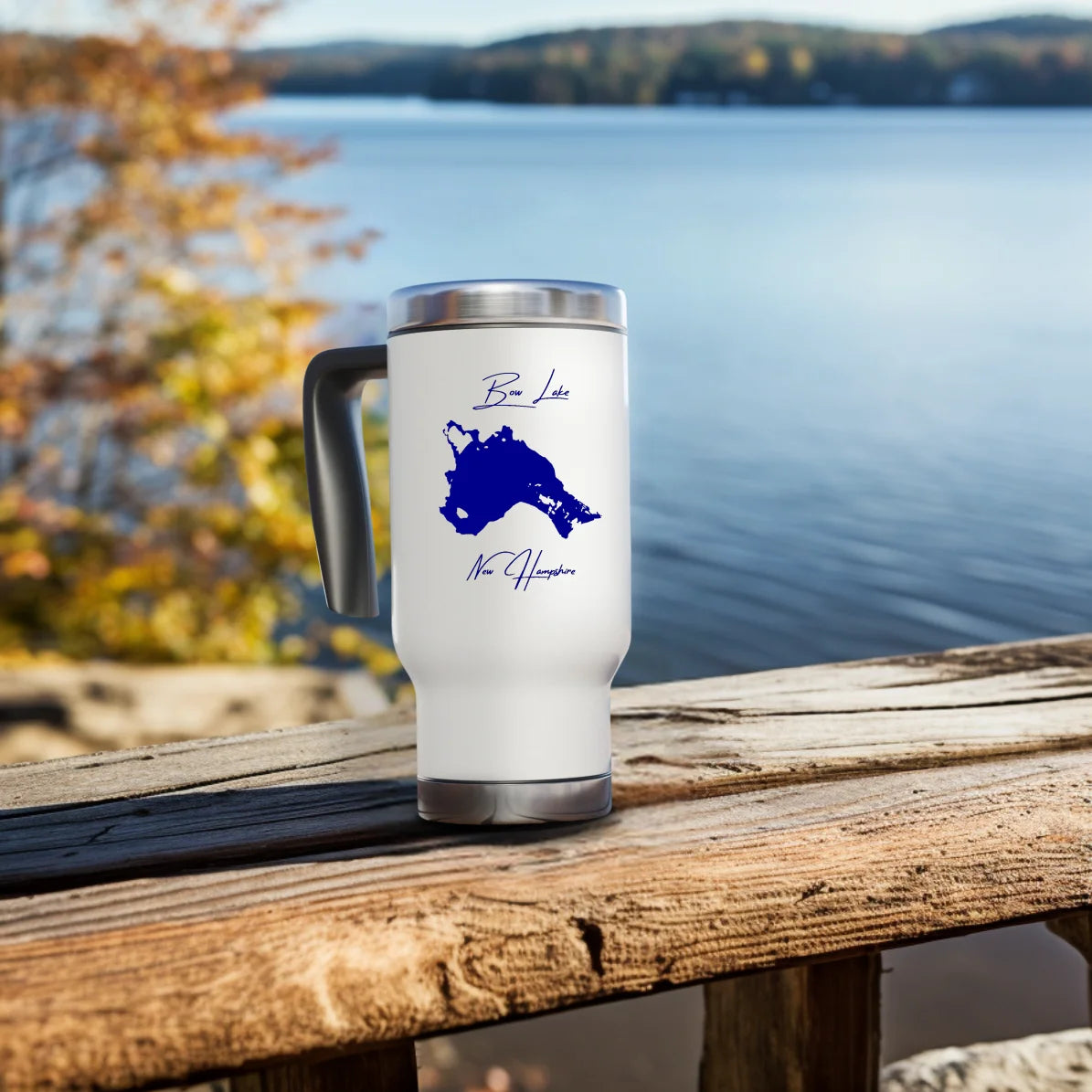 lifestyle image of Bow Lake New Hampshire Travel Mug