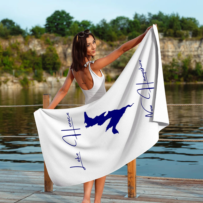 lifestyle image of Lake Horace New Hampshire Beach Towel