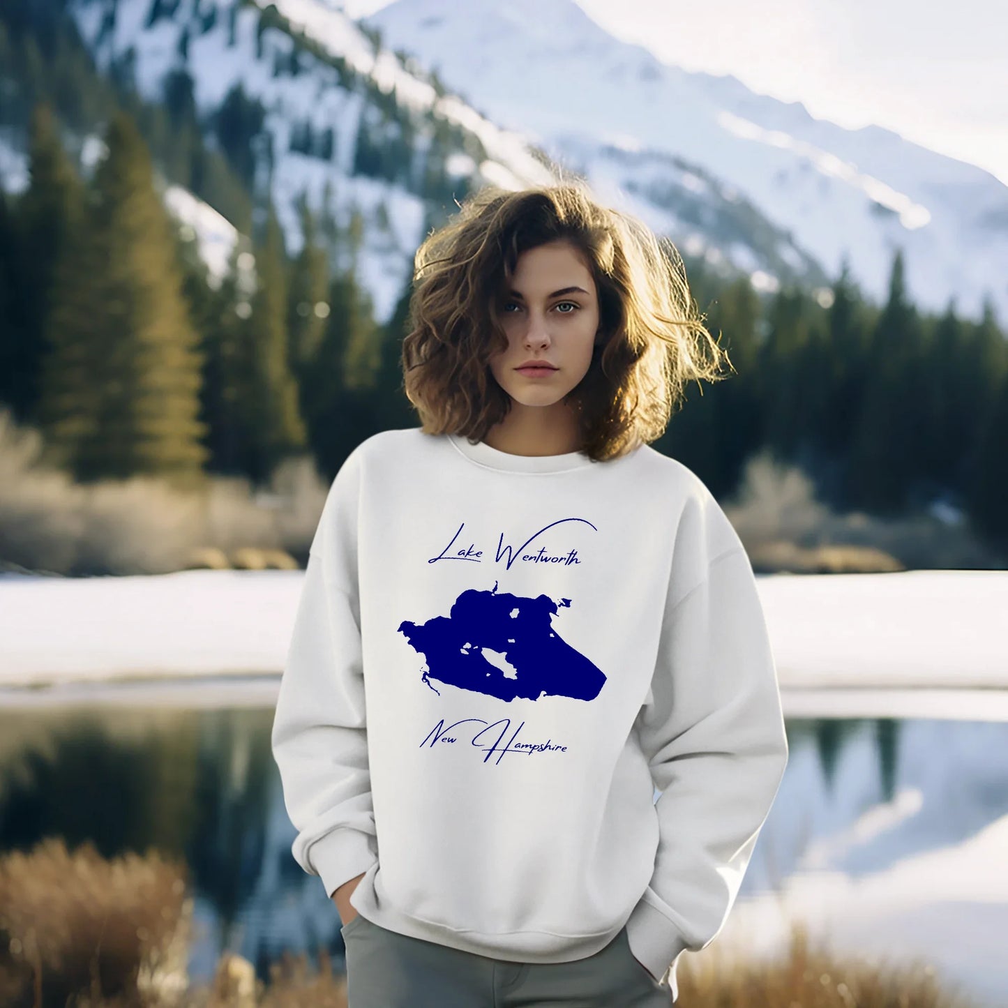 lifestyle image of Lake Wentworth New Hampshire Sweatshirt