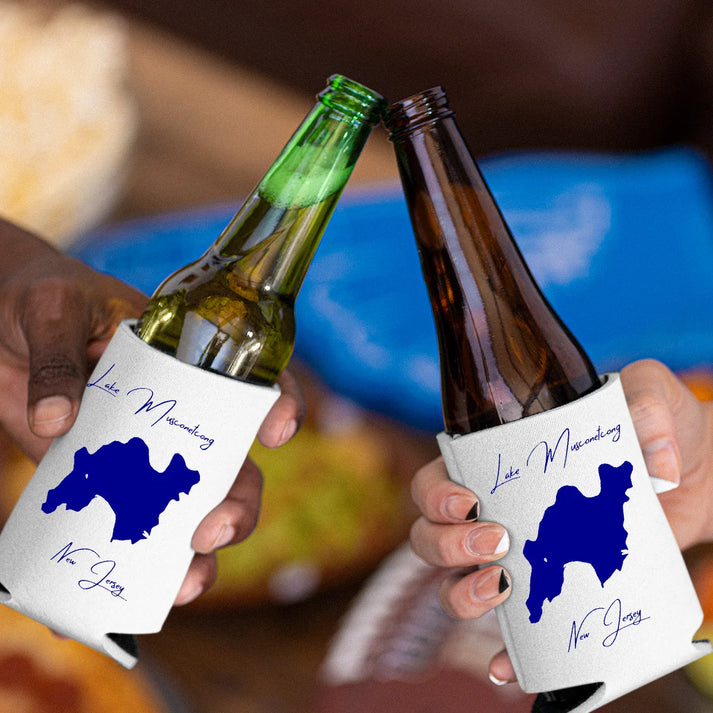 lifestyle image of Lake Musconetcong New Jersey Can Koozie