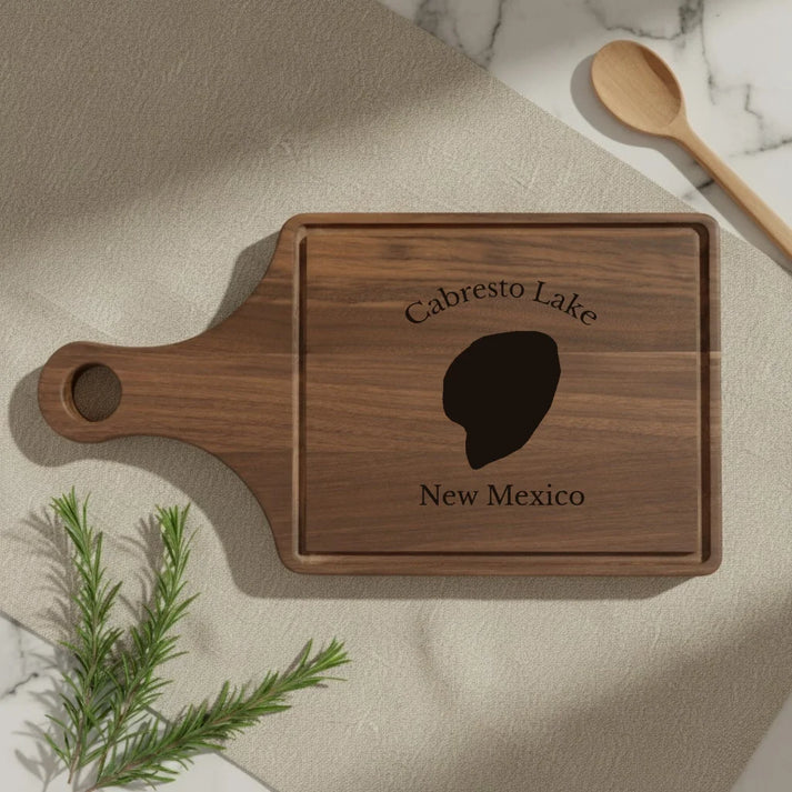 lifestyle image of Cabresto Lake New Mexico Engraved Cutting Board