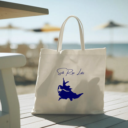 lifestyle image of Santa Rosa Lake New Mexico Tote Bag