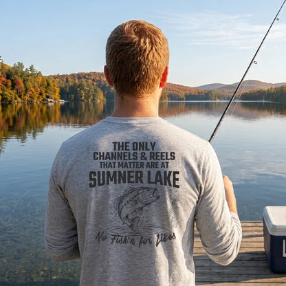 lifestyle image of Sumner Lake New Mexico Long Sleeve Fishing T-shirt
