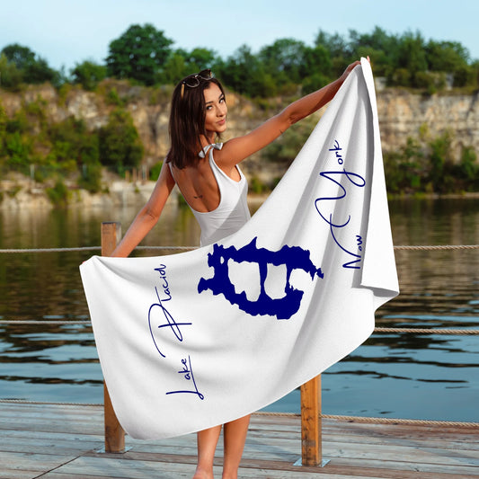 lifestyle image of Lake Placid New York Beach Towel
