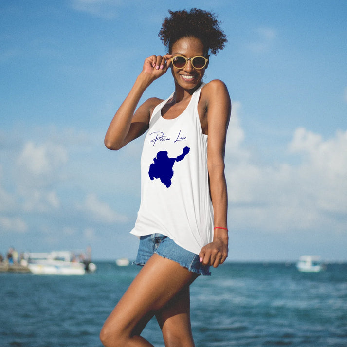 lifestyle image of Pelican Lake North Dakota Racerback-Tank